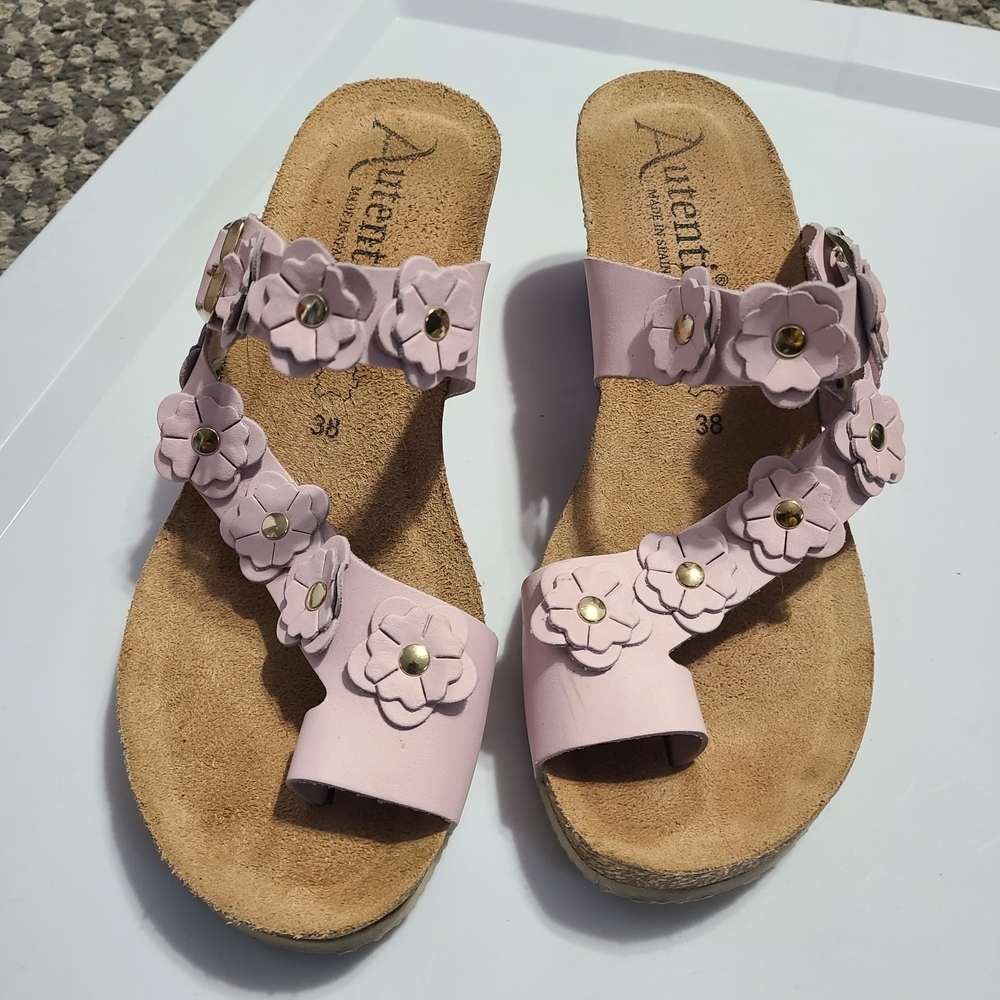 Autenti Pink Floral Women's Sandals Leather Spain‎ - Picture 8 of 16